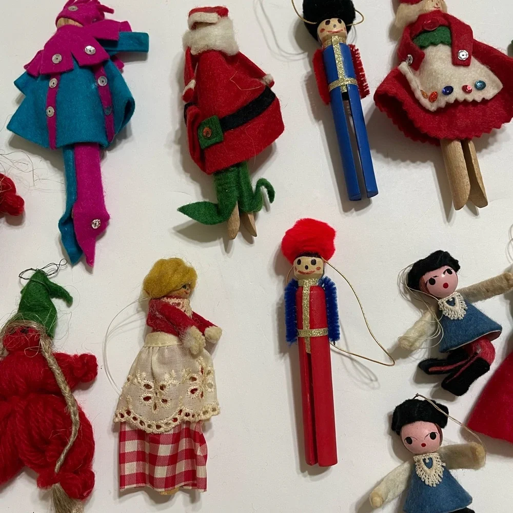 CHRISTMAS Vintage Bundle Felt Yarn Handmade Christmas Tree Holiday Ornaments